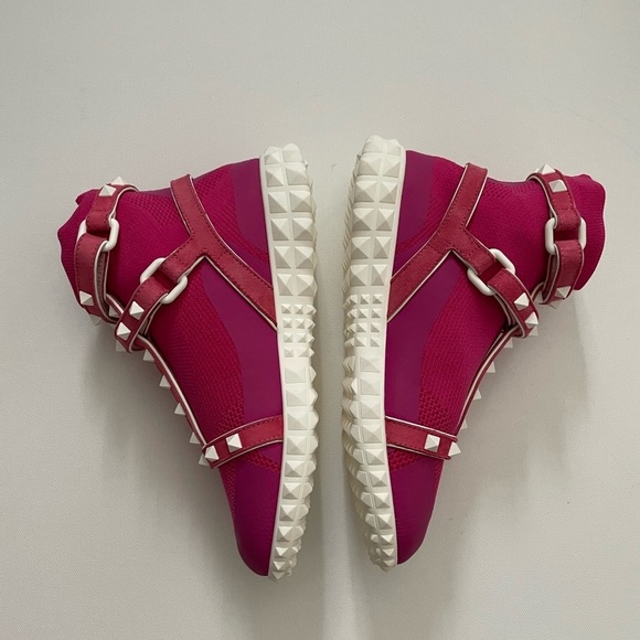 Valentino Pink Rockstud High top stretch gladiator sneakers 5 35 Barbie Preppy - Picture 13 of 16